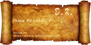 Dusa Kristóf névjegykártya